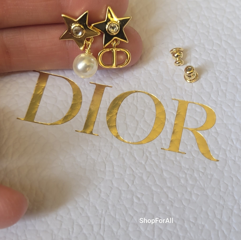 DIOR LUCKY Star Gold -finish Metal And White Pearls - Picture 10 of 14